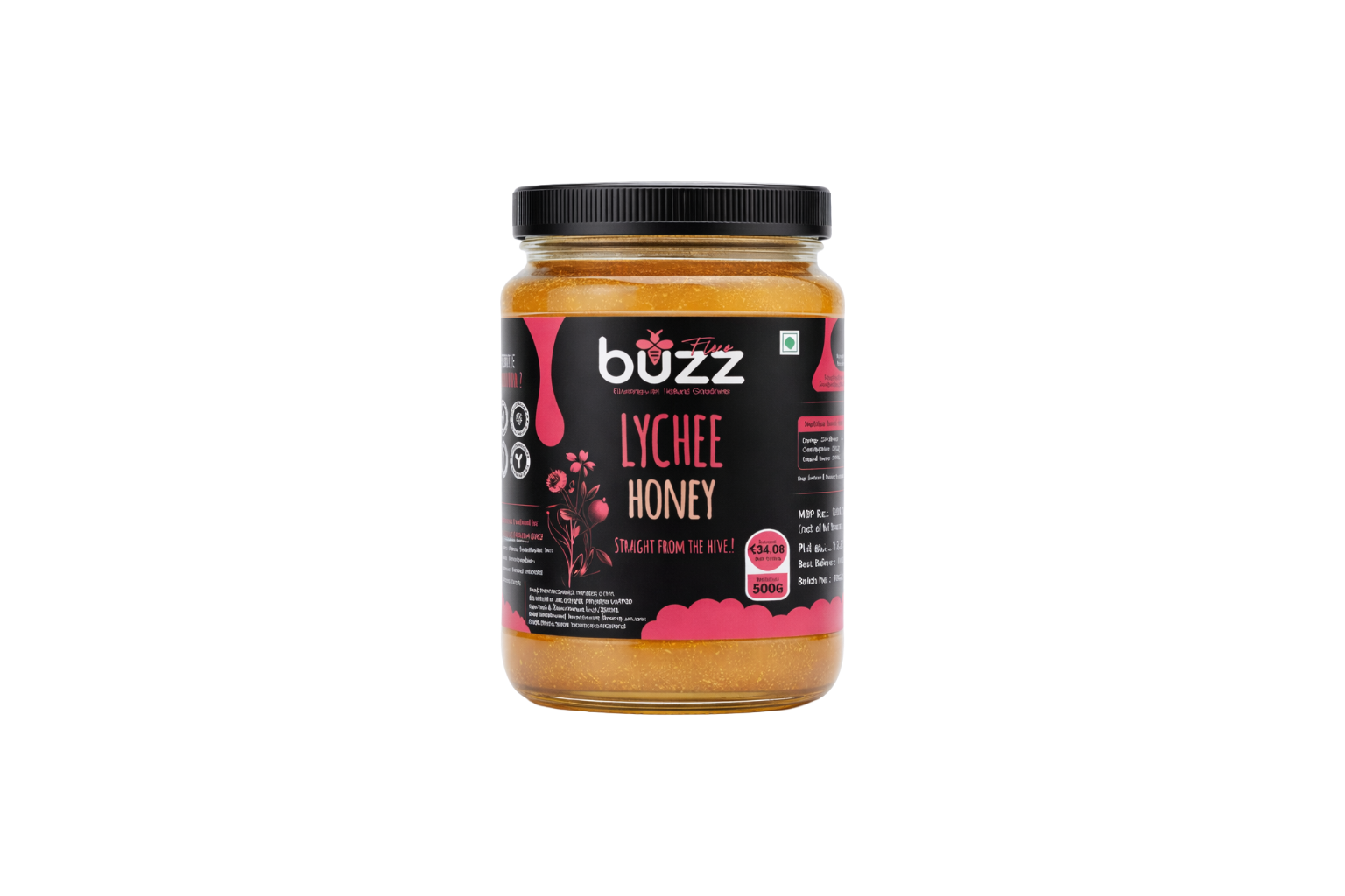 Buzz Flora lychee honey bottle